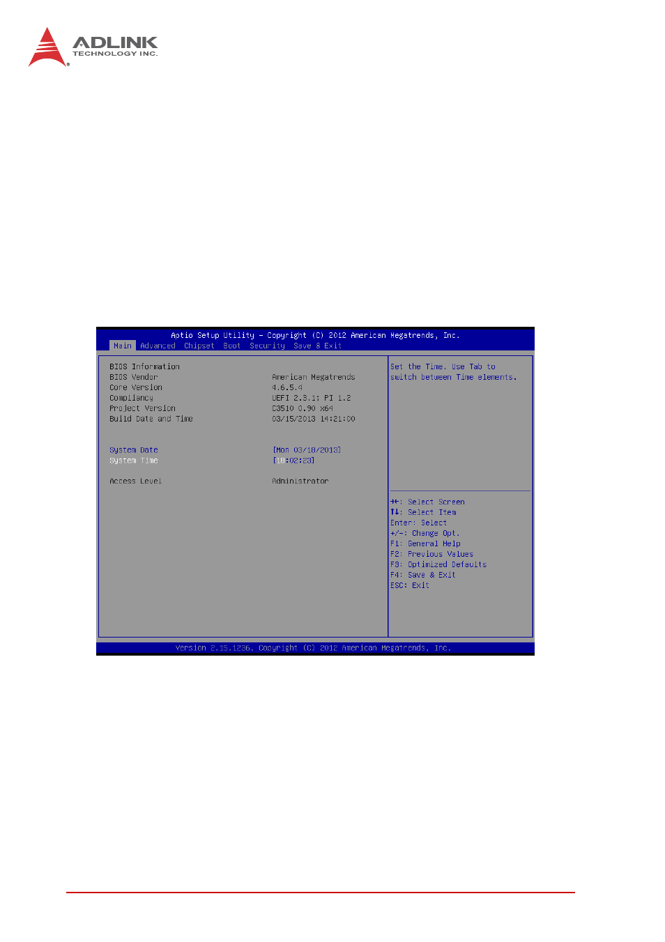 Setup menu, Navigation | ADLINK cPCI-3510 Series User Manual | Page 102 / 148