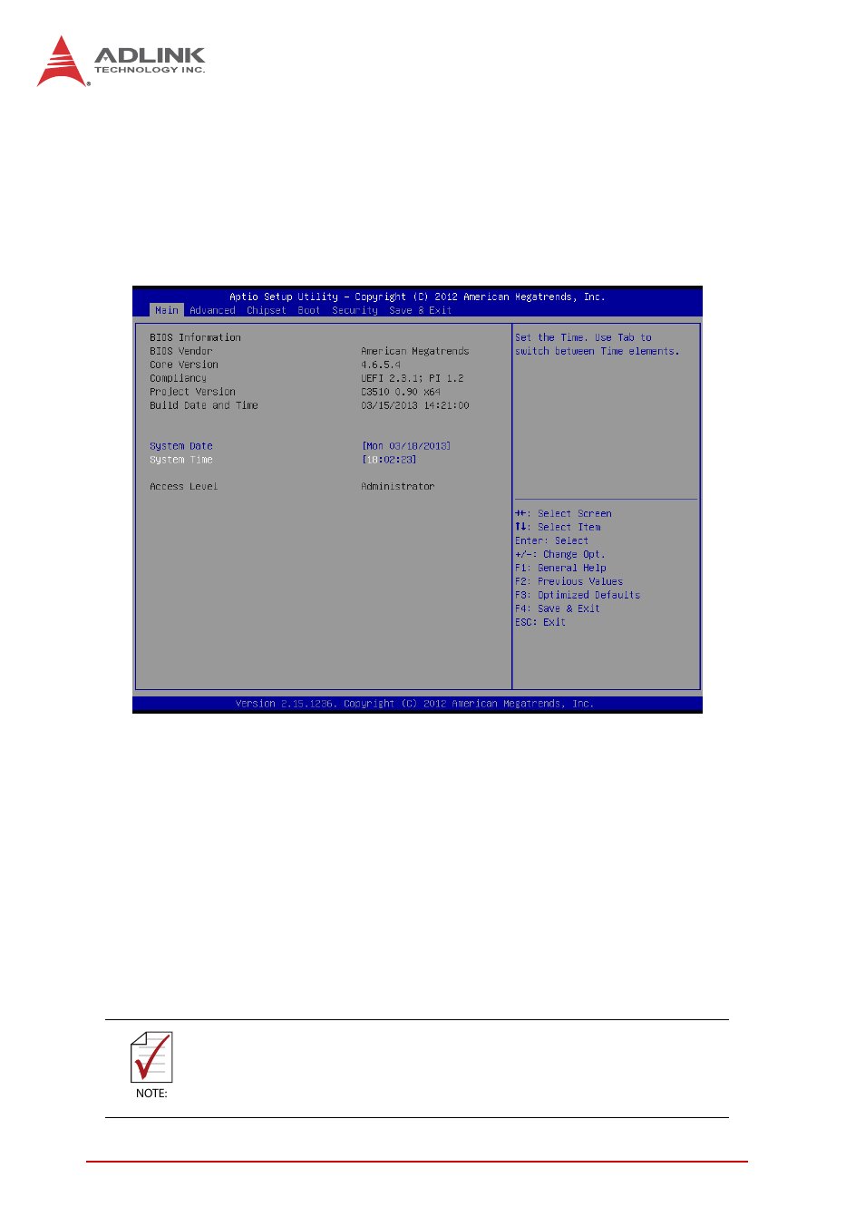 2 main setup, System & board info, Main setup | ADLINK cPCI-3510 Series User Manual | Page 106 / 148