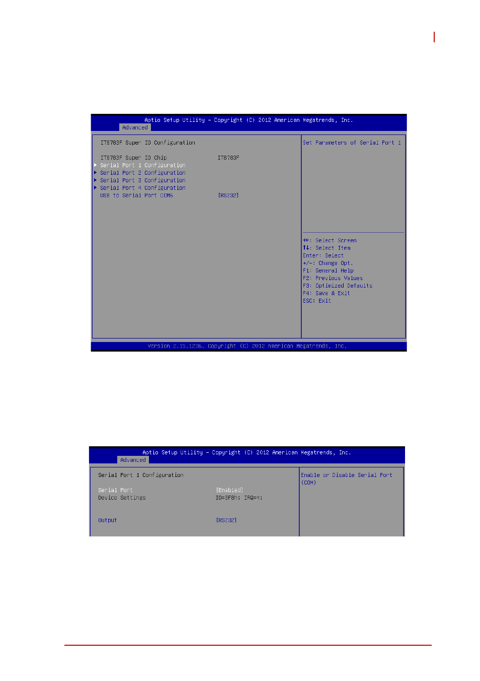 10 super io configuration, Serial port 1,2,3,4 configuration, Serial port | 10super io configuration | ADLINK cPCI-3510 Series User Manual | Page 117 / 148