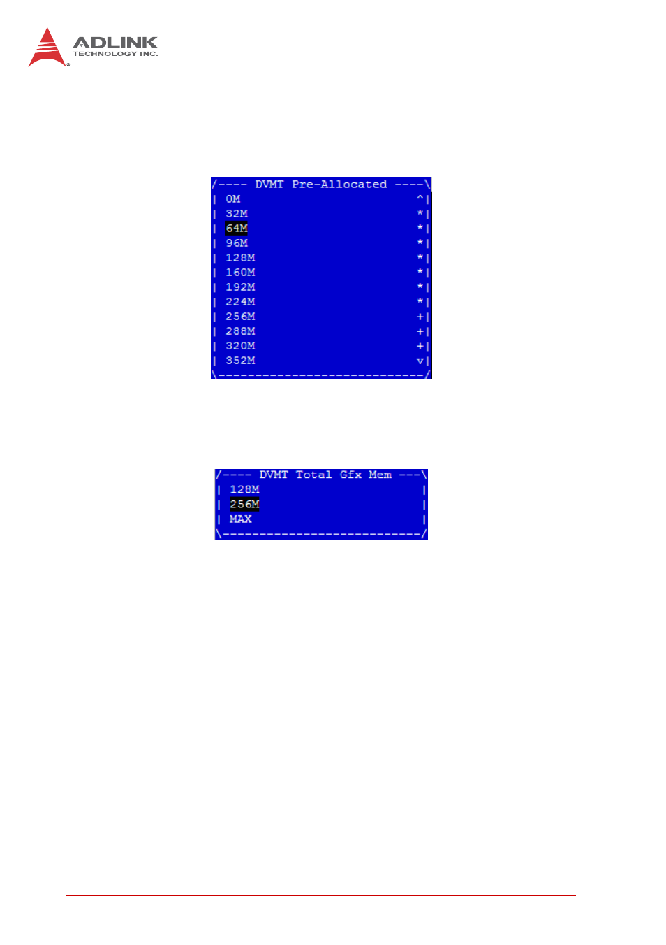 Dvmt pre-allocated, Dvmt total gfx memory | ADLINK cPCI-3510 Series User Manual | Page 128 / 148