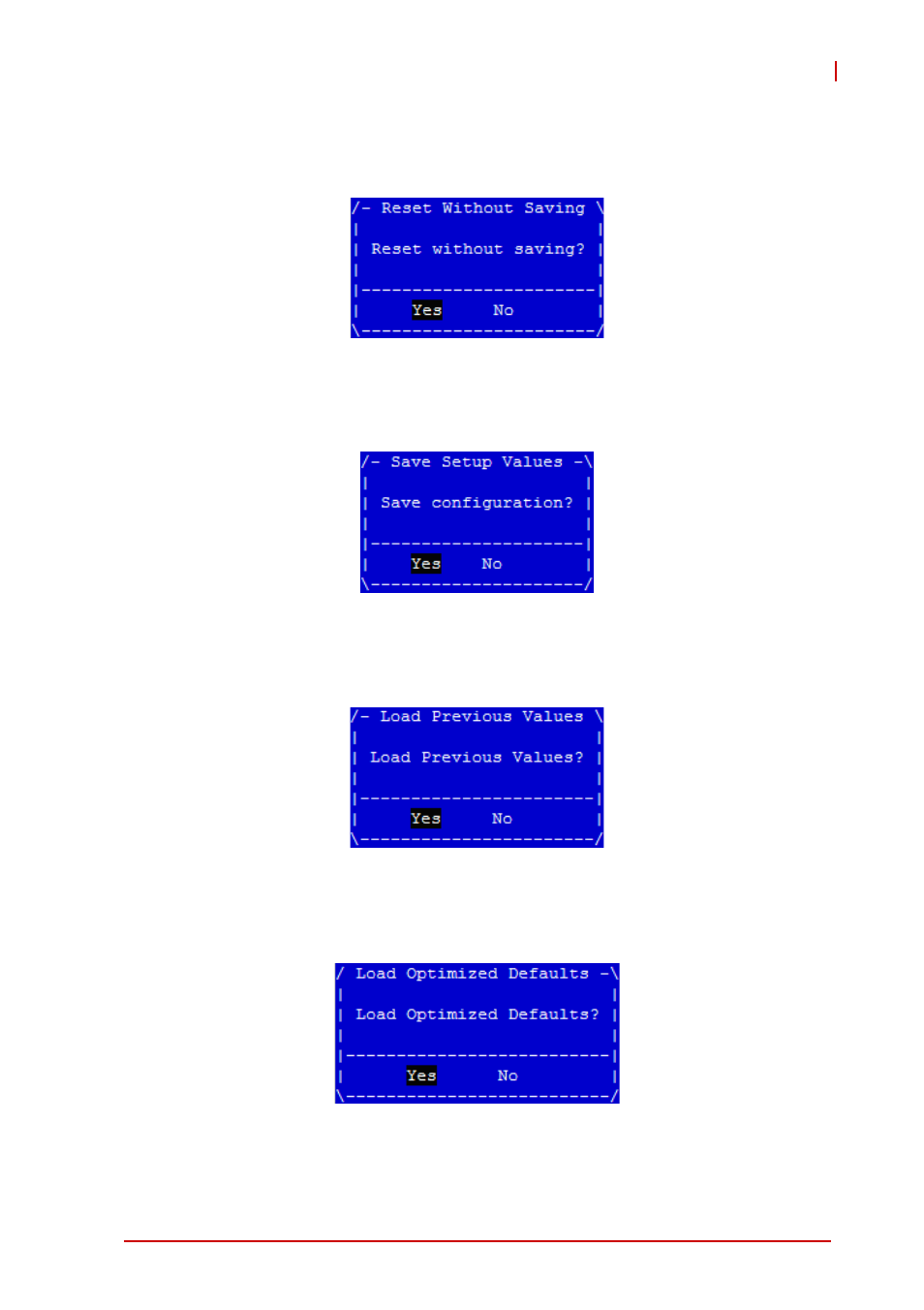 Discard changes and reset, Save changes, Discard changes | Restore changes | ADLINK cPCI-3510 Series User Manual | Page 135 / 148