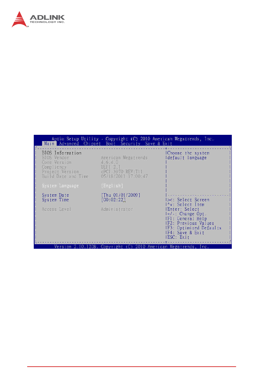 Setup menu | ADLINK cPCI-3970 Series User Manual | Page 120 / 158