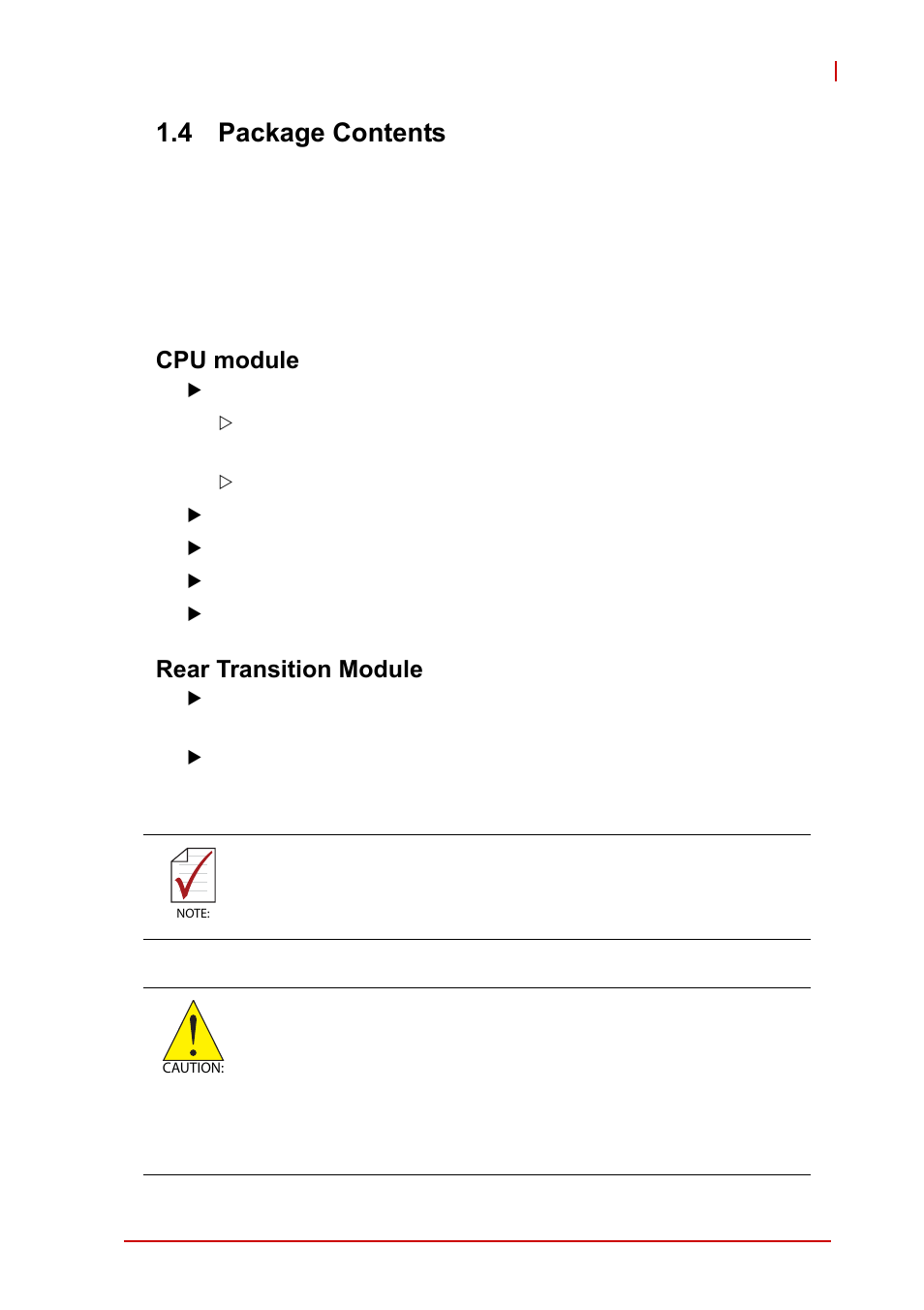 4 package contents, Cpu module, Rear transition module | Package contents | ADLINK cPCI-3620 User Manual | Page 17 / 102