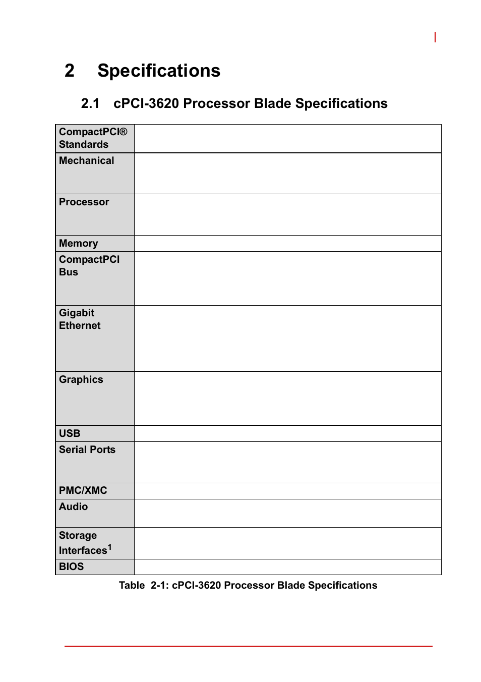 2 specifications, 1 cpci-3620 processor blade specifications, Cpci-3620 processor blade specifications | 2specifications | ADLINK cPCI-3620 User Manual | Page 19 / 102