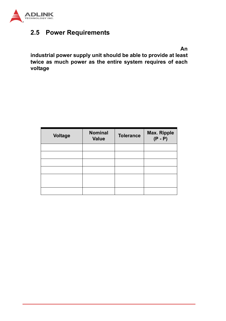 5 power requirements, Power requirements | ADLINK cPCI-3620 User Manual | Page 26 / 102