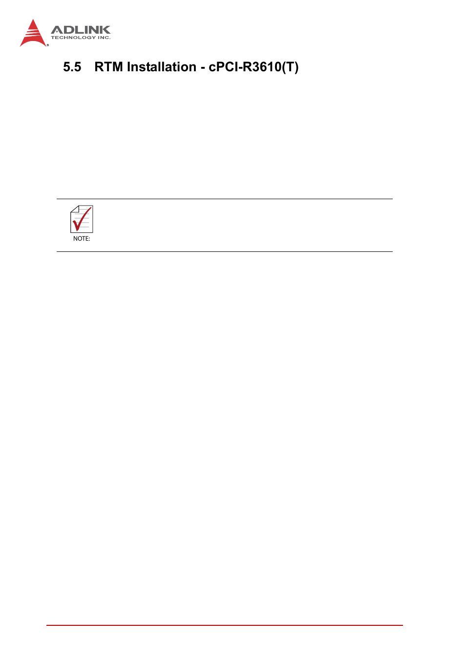 5 rtm installation - cpci-r3610(t), Rtm installation - cpci-r3610(t) | ADLINK cPCI-3620 User Manual | Page 66 / 102