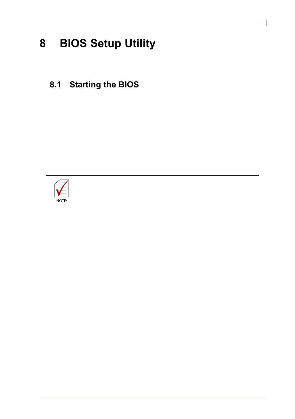 8 bios setup utility, 1 starting the bios, Starting the bios | 8bios setup utility | ADLINK cPCI-3620 User Manual | Page 71 / 102