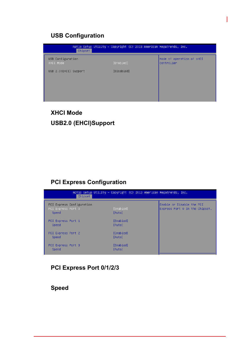 Usb configuration, Pci express configuration | ADLINK cPCI-3620 User Manual | Page 93 / 102