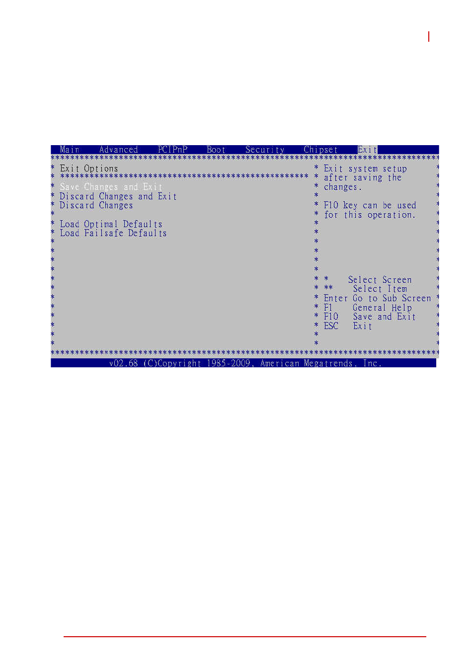 8 exit menu, Save changes and exit, Discard changes and exit | Exit menu | ADLINK cPCI-3615 User Manual | Page 109 / 114