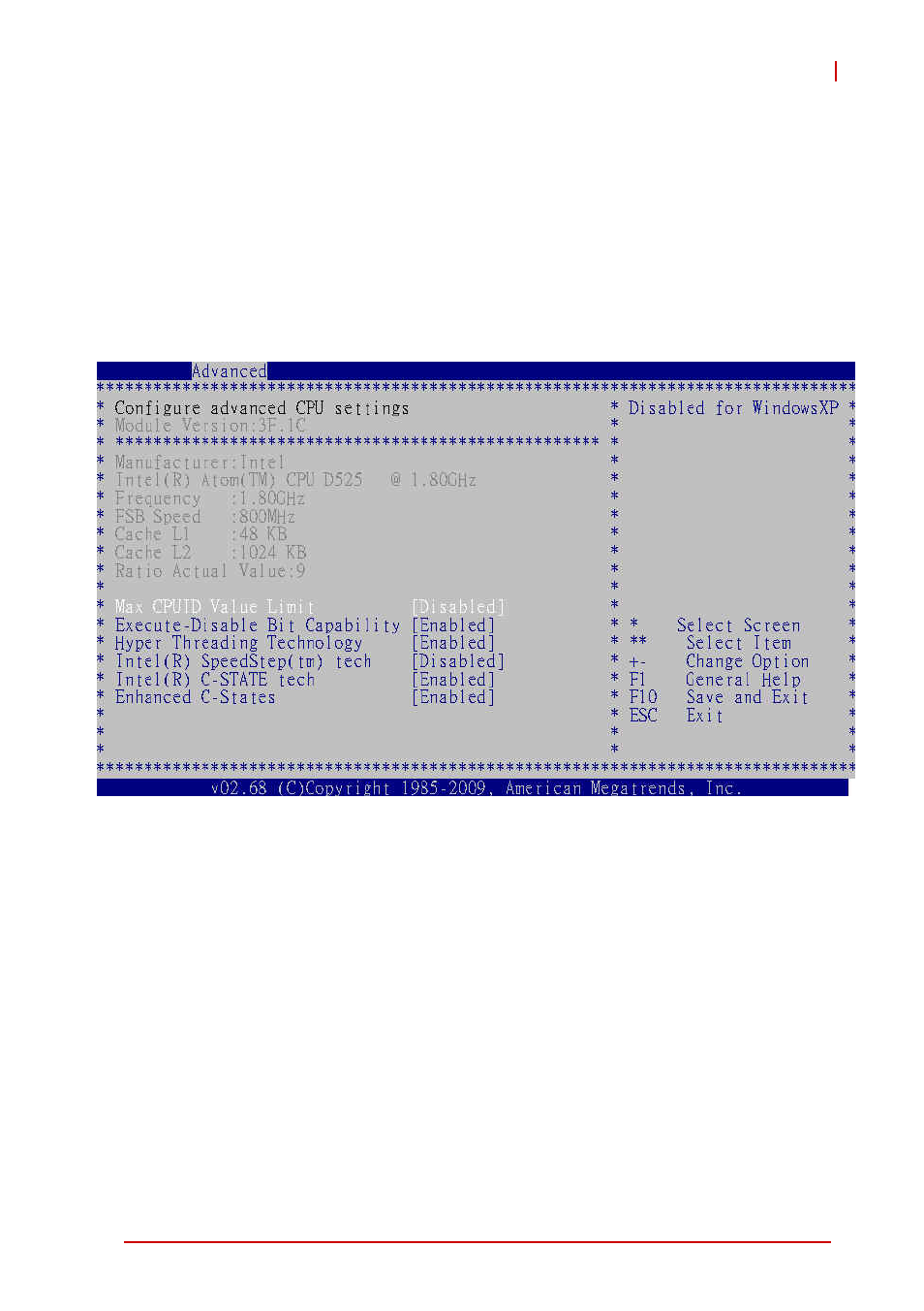 1 cpu configuration, Max cpuid value limit | ADLINK cPCI-3615 User Manual | Page 93 / 114