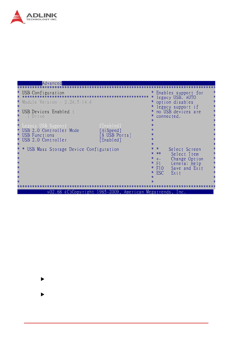 5 usb configuration, Legacy usb support | ADLINK cPCI-3615 User Manual | Page 98 / 114