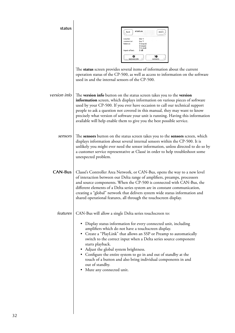 Classe Audio CP-500 User Manual | Page 32 / 44