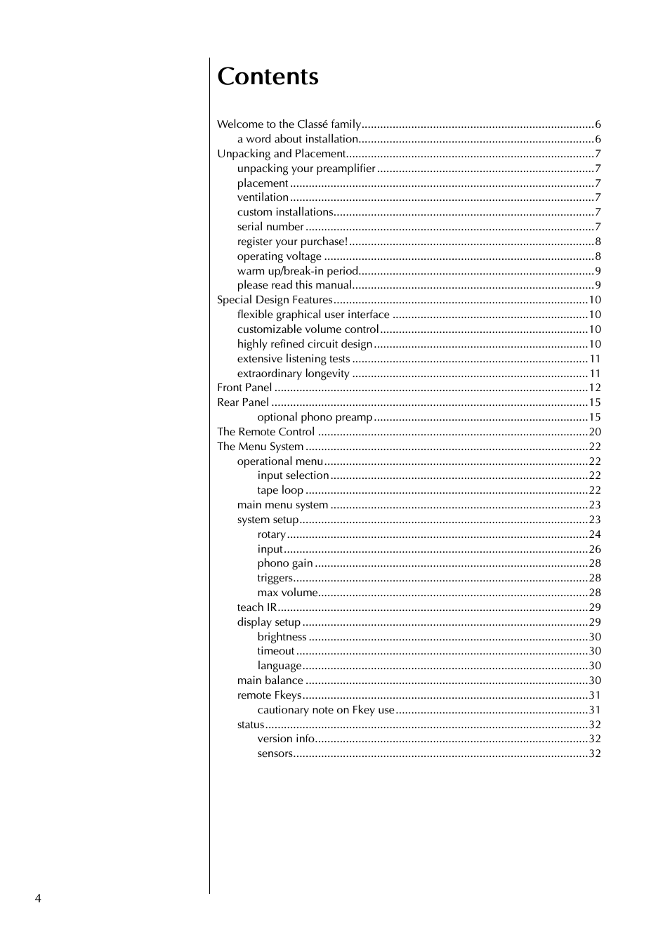 Classe Audio CP-500 User Manual | Page 4 / 44