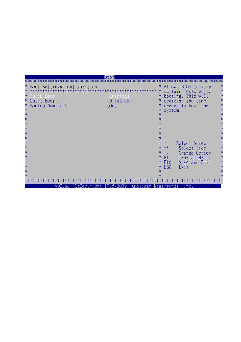 1 boot settings configuration, Quick boot, Quiet boot | Bootup num-lock | ADLINK cPCI-3615 User Manual | Page 101 / 110