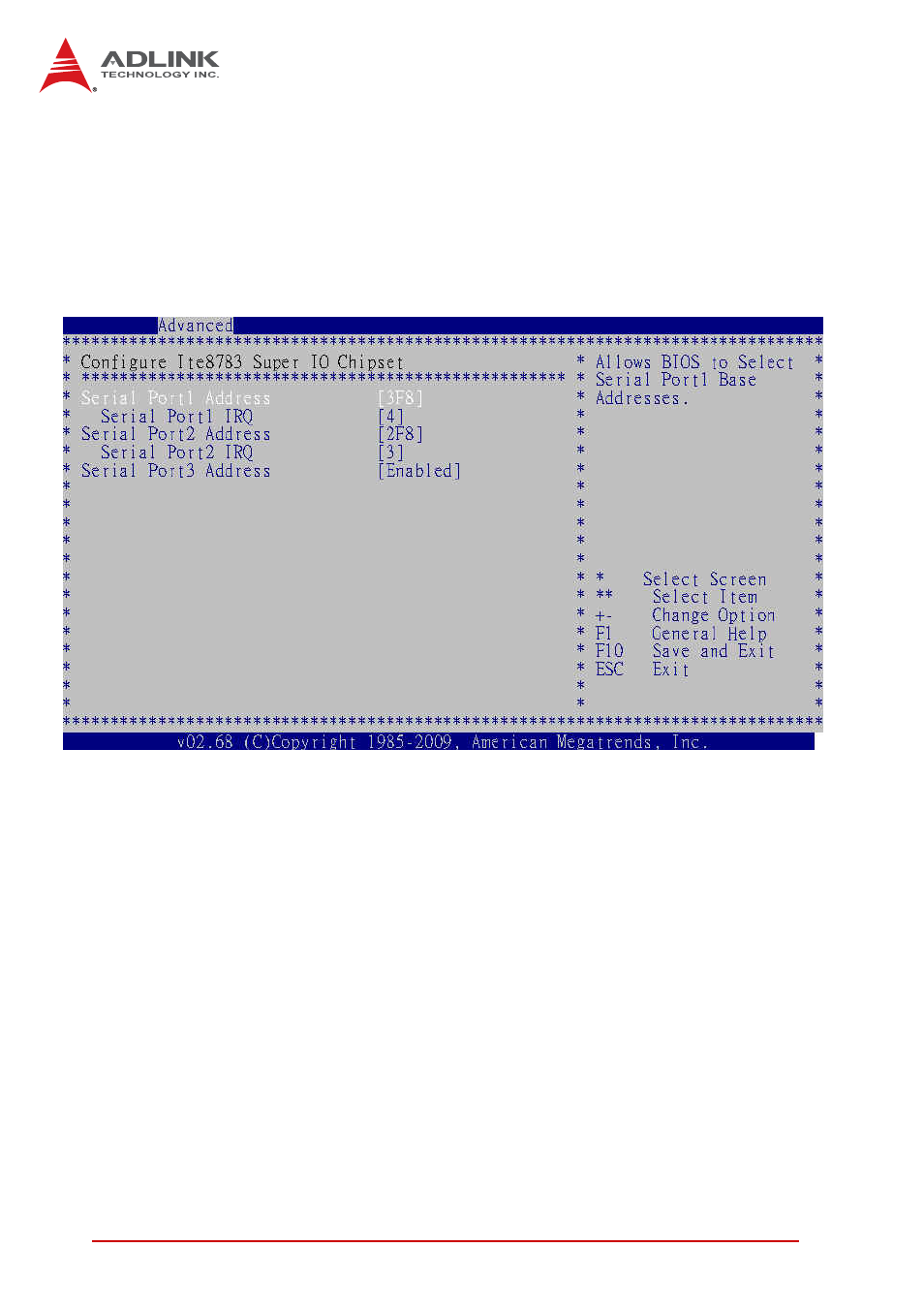 3 super io configuration, Serial port1/2 address, Serial port1/2 irq | Serial port3 | ADLINK cPCI-3615 User Manual | Page 92 / 110