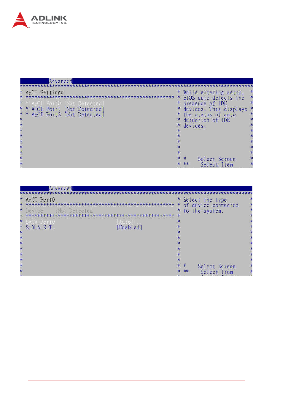 6 ahci configuration, Sata port0/1/2, S.m.a.r.t | ADLINK cPCI-3615 User Manual | Page 96 / 110