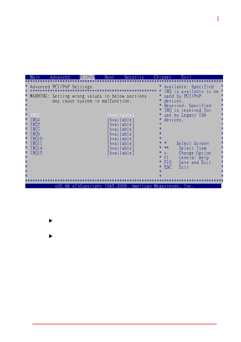 4 advanced pci/pnp settings, Irq channel, Advanced pci/pnp settings | ADLINK cPCI-3615 User Manual | Page 99 / 110