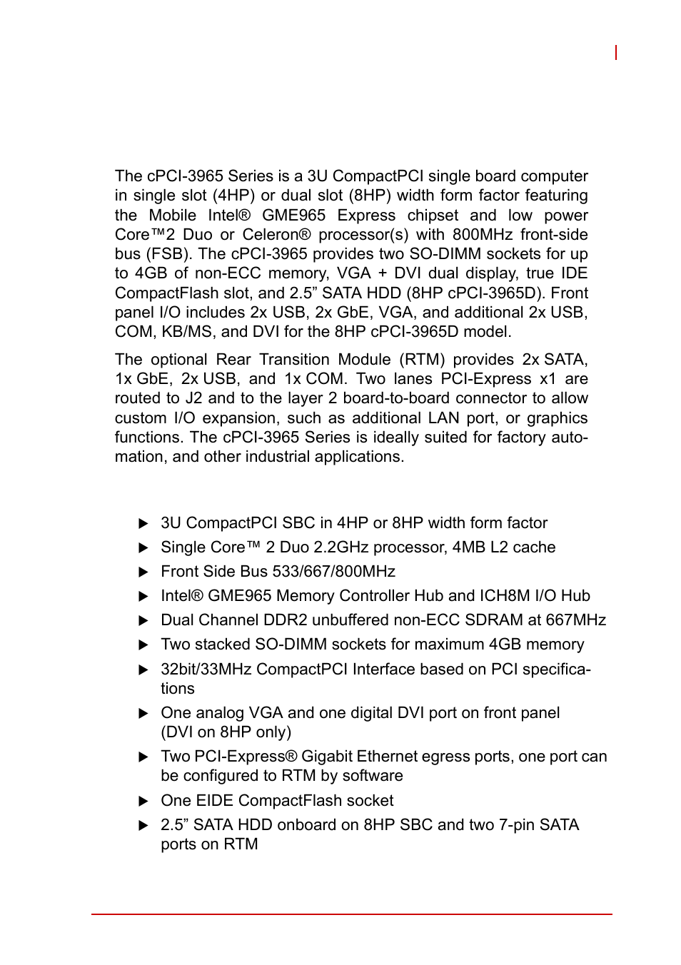 1 introduction, 1 overview, 2 features | Chapter 1, introduction, Overview, Features, 1introduction | ADLINK cPCI-3965 User Manual | Page 15 / 92