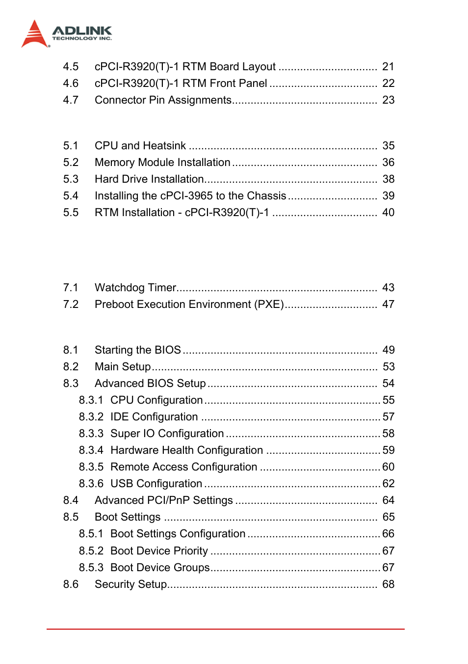 ADLINK cPCI-3965 User Manual | Page 8 / 92