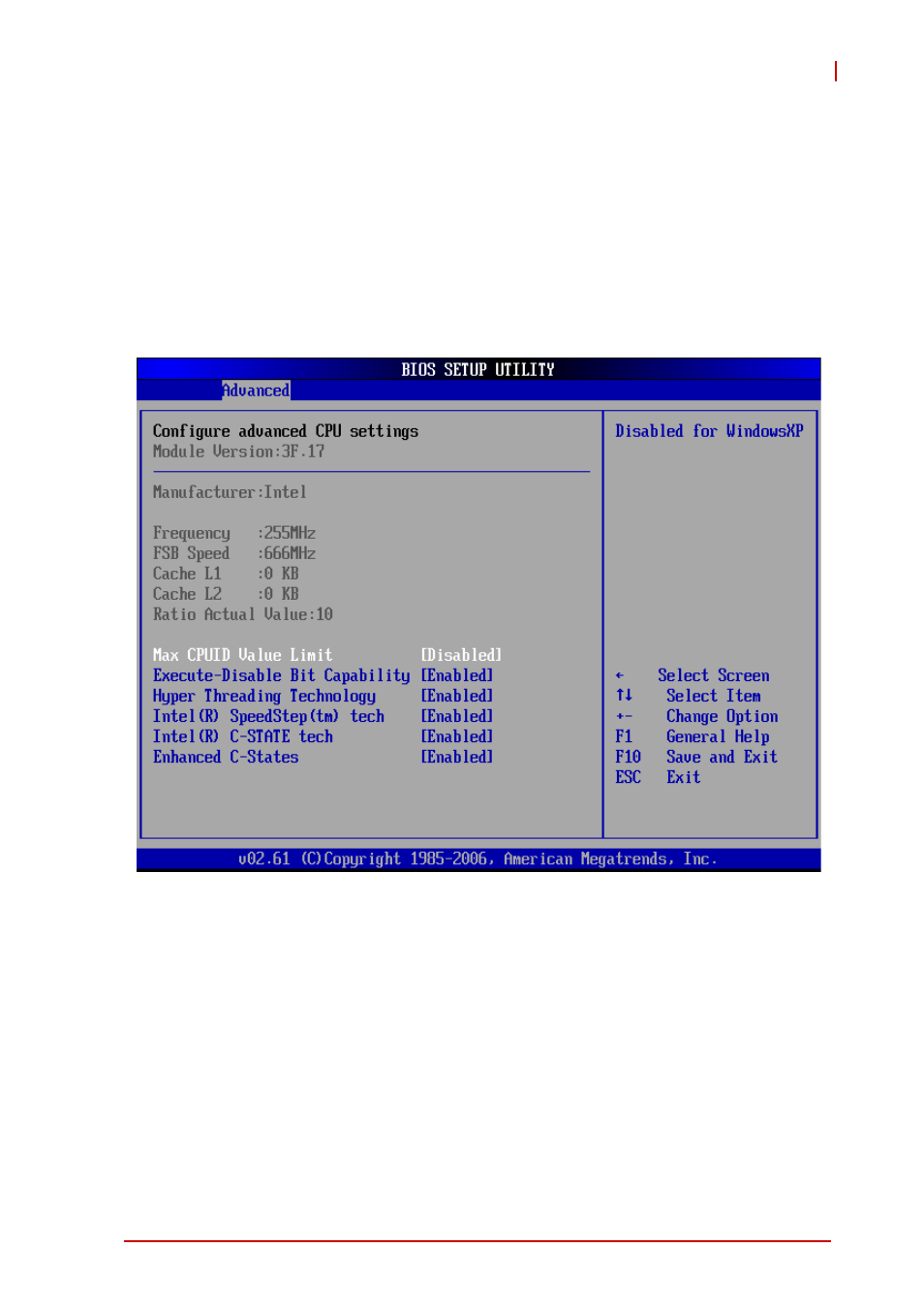 1 cpu configuration, Max cpuid value limit | ADLINK CT-31 User Manual | Page 55 / 78