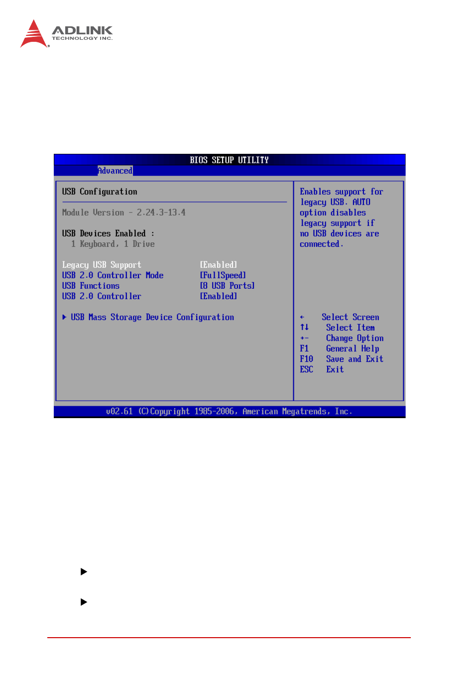 5 usb configuration, Legacy usb support | ADLINK CT-31 User Manual | Page 60 / 78