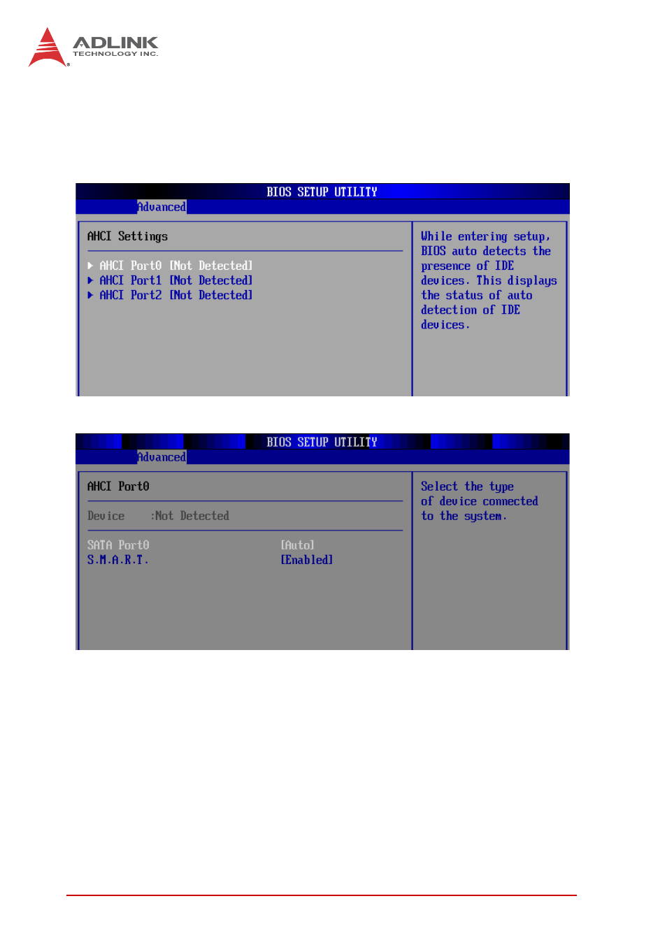 6 ahci configuration, Sata port0/1/2, S.m.a.r.t | ADLINK CT-31 User Manual | Page 62 / 78