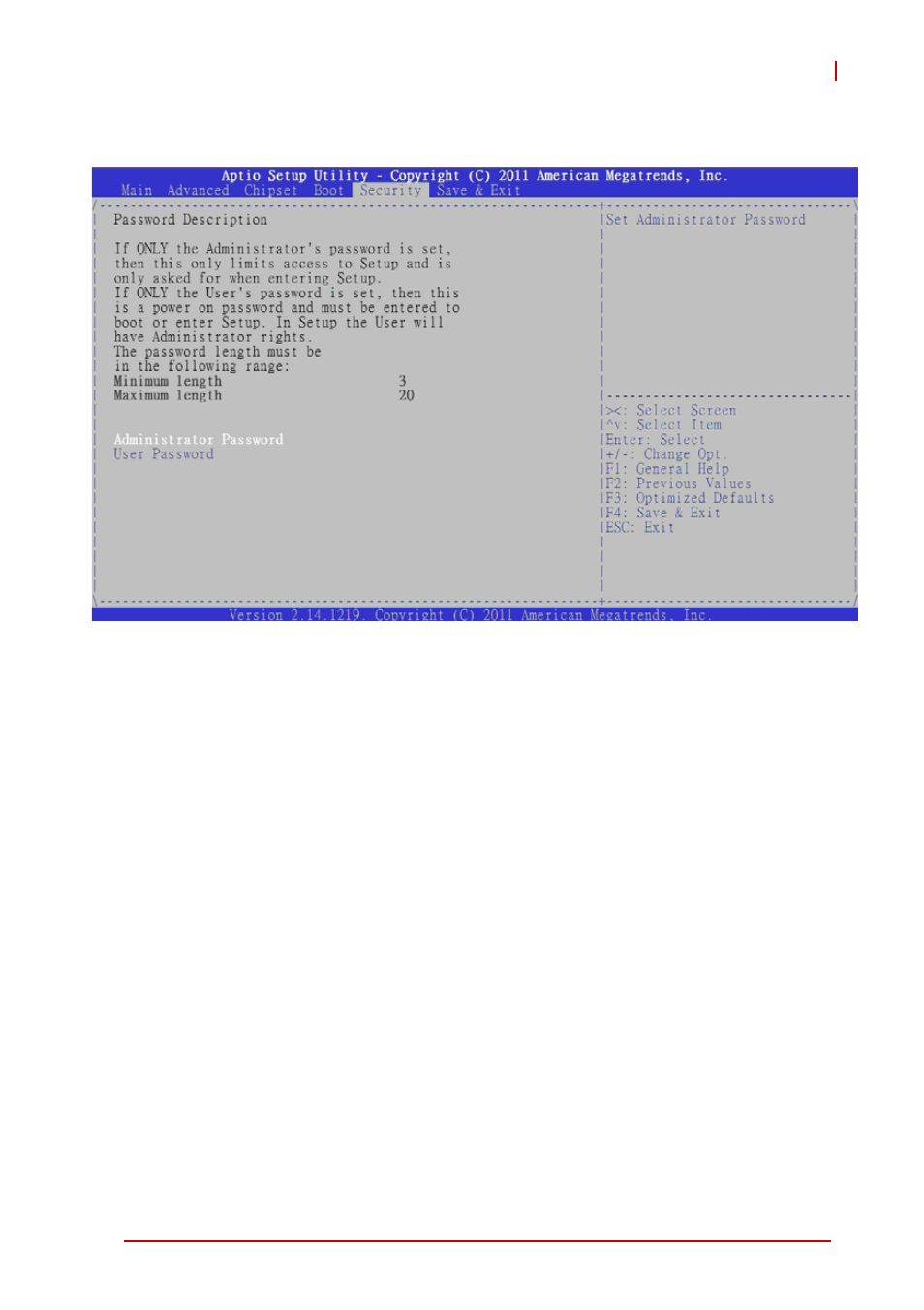 6 security setup, Administrator, user password, Security setup | ADLINK cPCI-6520 User Manual | Page 113 / 130