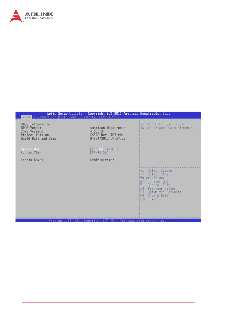 Setup menu, Navigation | ADLINK cPCI-6520 User Manual | Page 78 / 130