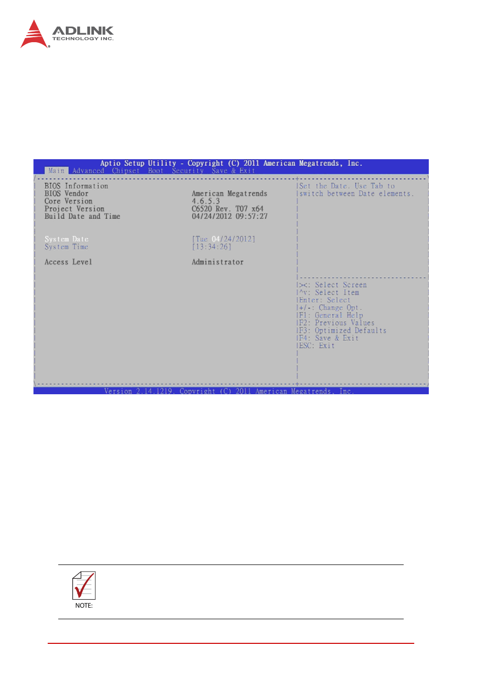 2 main setup, System & board info, Main setup | ADLINK cPCI-6520 User Manual | Page 82 / 130