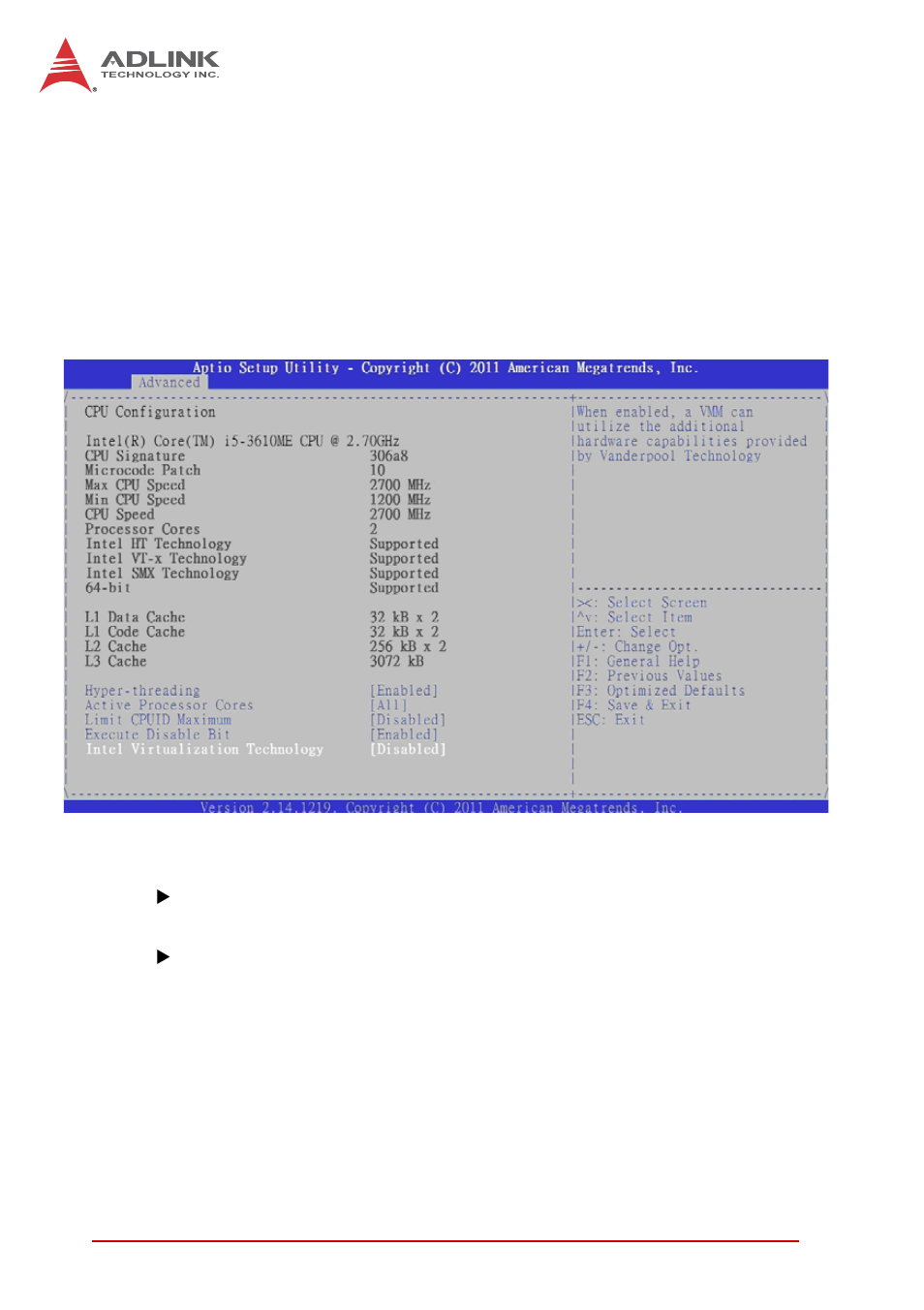 4 cpu configuration, Hyper-threading, Adjacent cache line prefetch | ADLINK cPCI-6520 User Manual | Page 88 / 130
