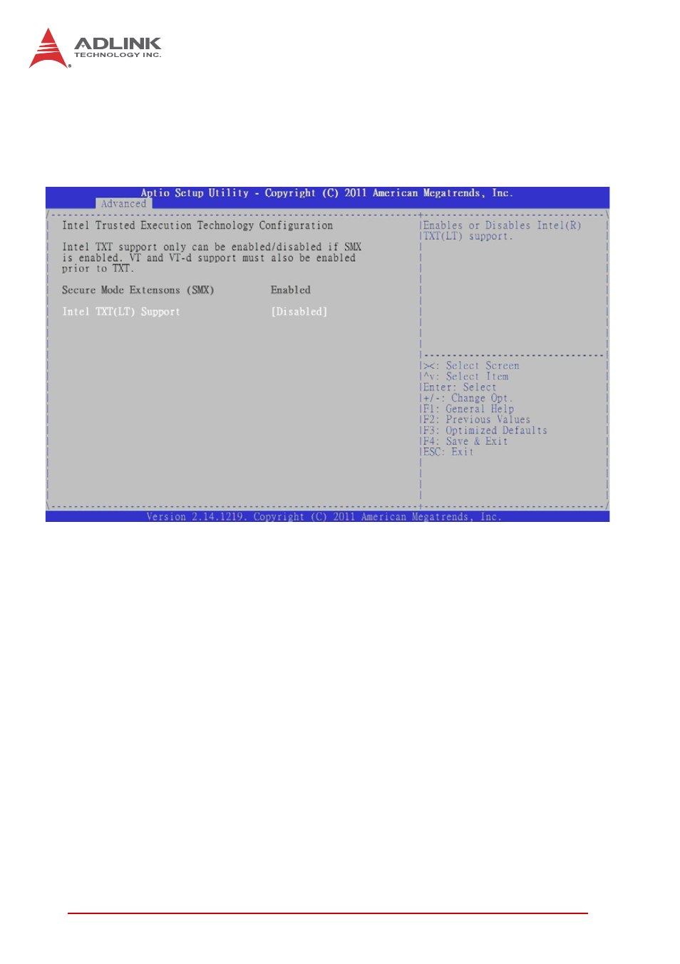 6 intel txt(lt) configuration, Intel txt(lt) support | ADLINK cPCI-6520 User Manual | Page 92 / 130