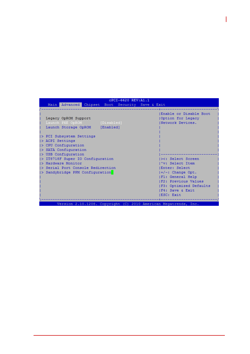 3 advanced bios setup, Launch pxe oprom, Launch storage oprom | Advanced bios setup | ADLINK cPCI-6620 User Manual | Page 53 / 80