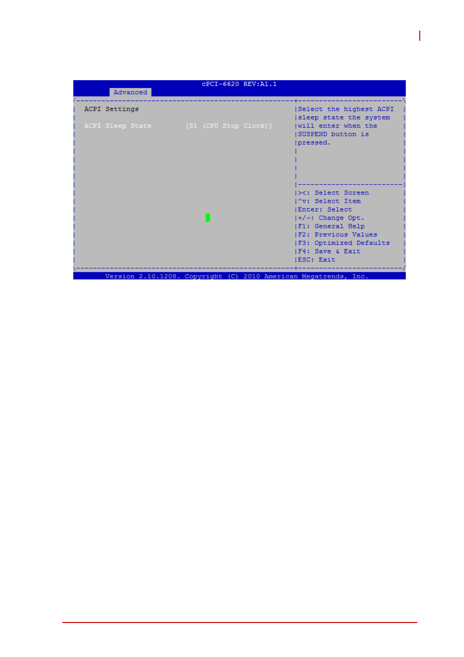 2 acpi settings, Acpi sleep state | ADLINK cPCI-6620 User Manual | Page 55 / 80