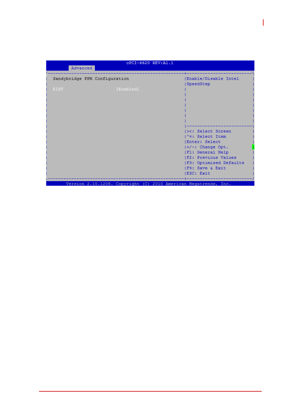 9 sandy bridge ppm configuration, Eist | ADLINK cPCI-6620 User Manual | Page 65 / 80