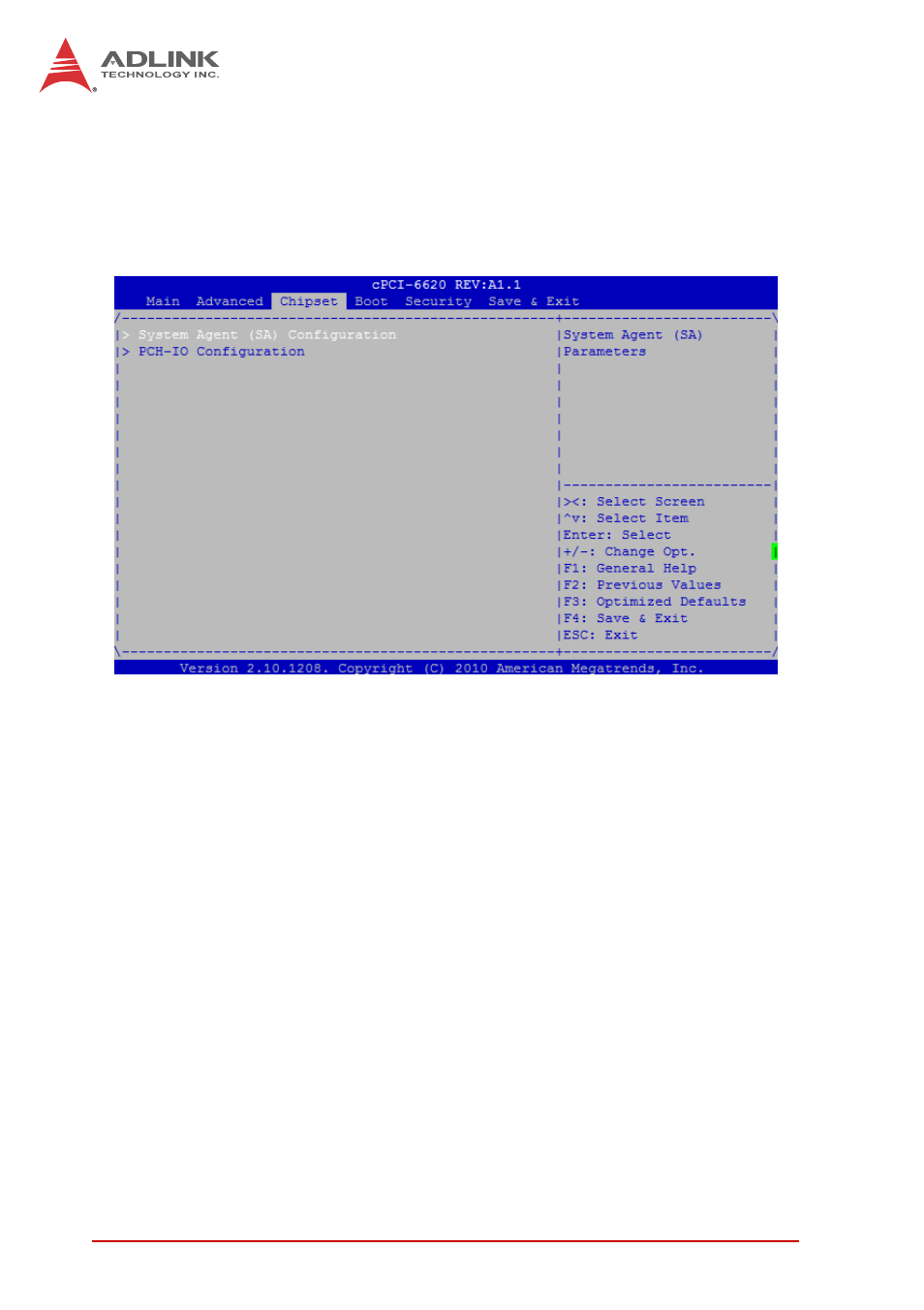 4 chipset configuration, Chipset configuration | ADLINK cPCI-6620 User Manual | Page 66 / 80
