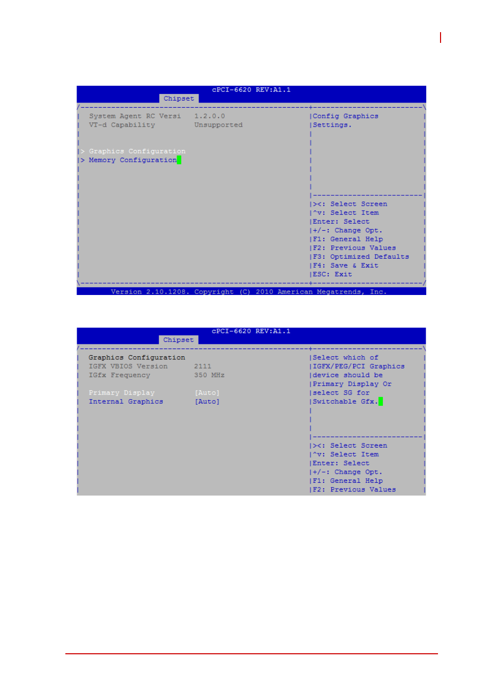 1 system agent (sa) configuratio, Graphics configuration | ADLINK cPCI-6620 User Manual | Page 67 / 80