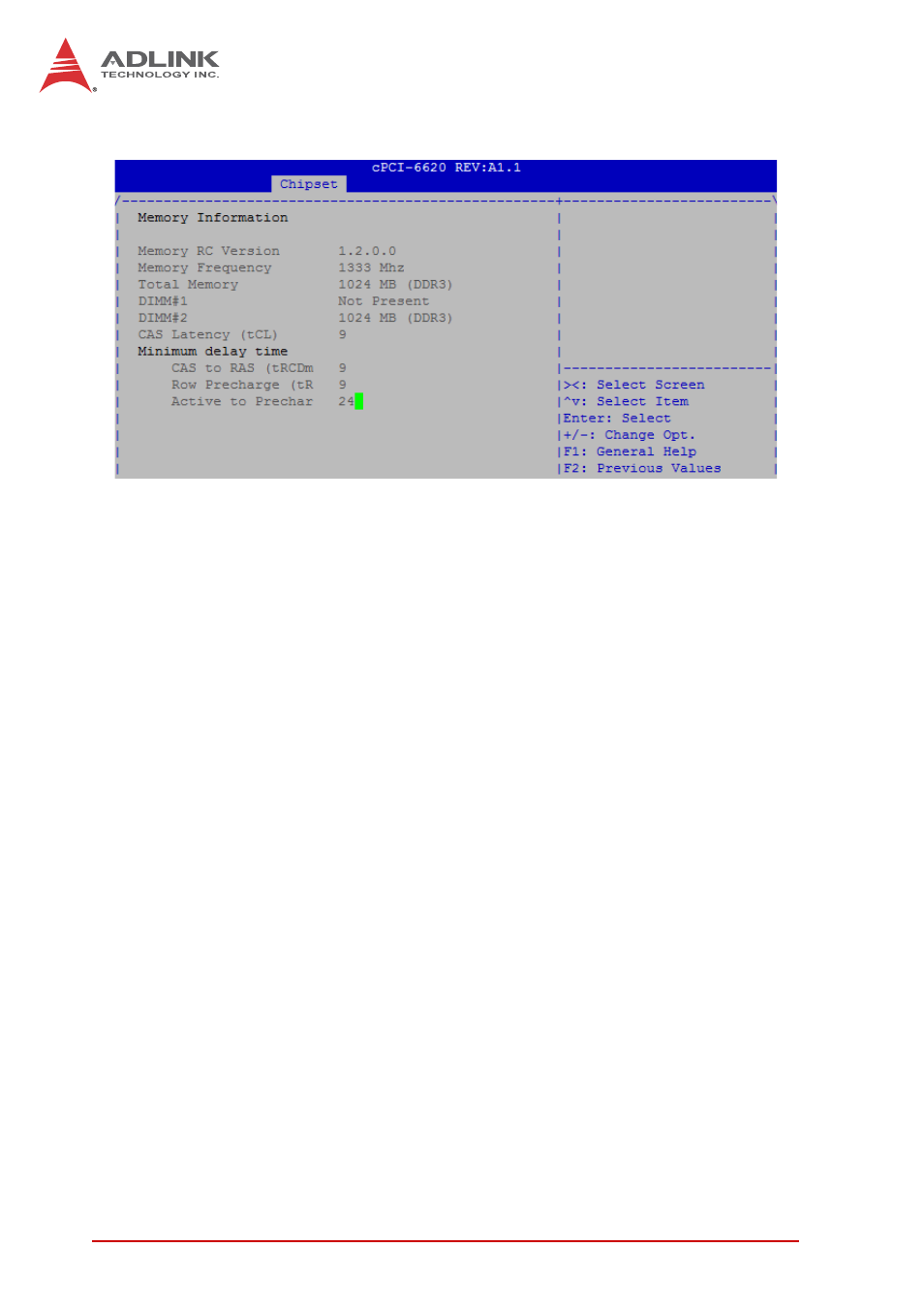 Memory information | ADLINK cPCI-6620 User Manual | Page 68 / 80