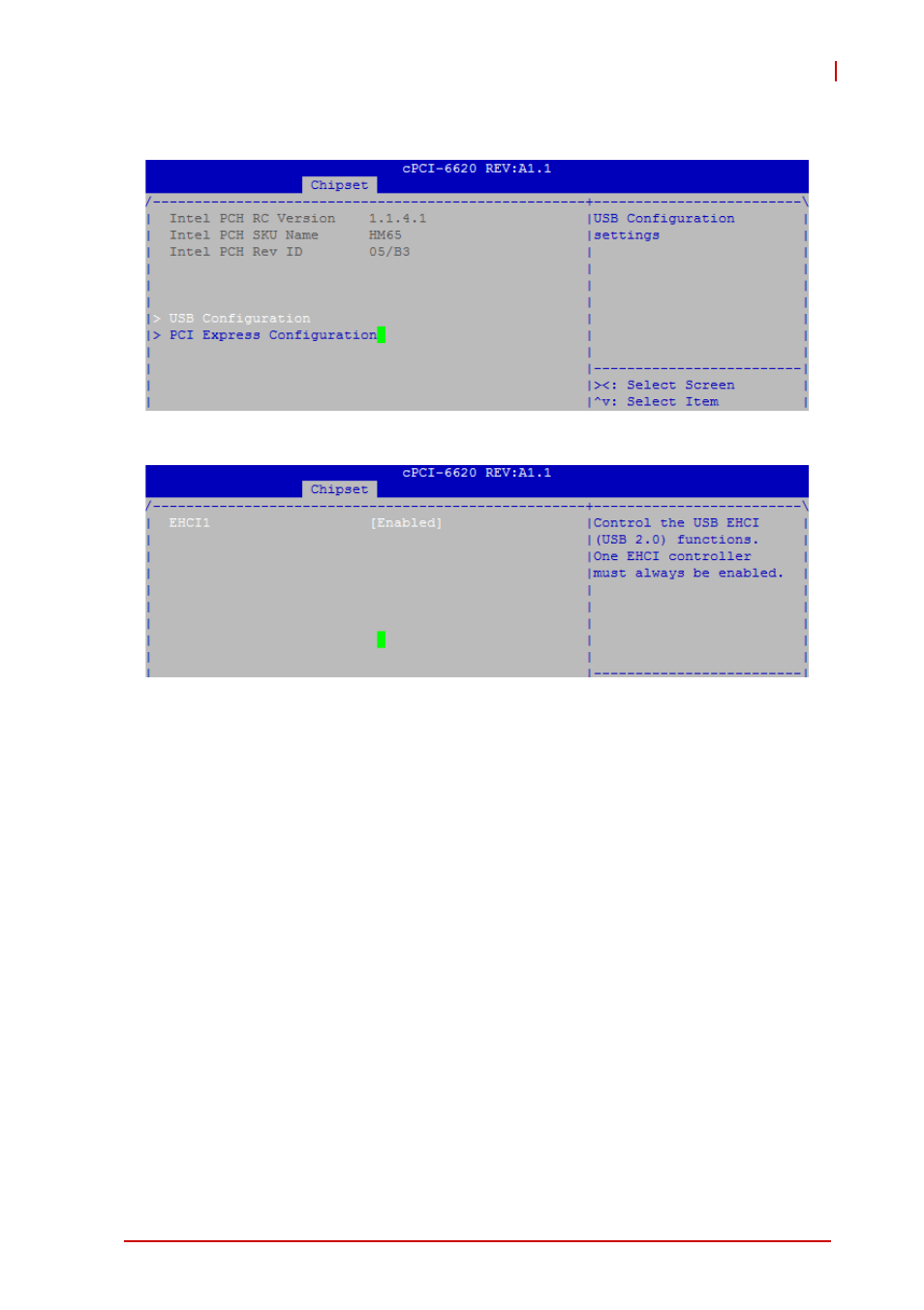 2 pch-io configuration, Usb configuration | ADLINK cPCI-6620 User Manual | Page 69 / 80