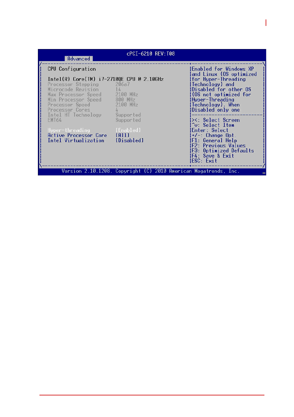 3 cpu configuration, Hyper-threading, Active processor cores | Intel virtualization | ADLINK cPCI-6210 User Manual | Page 103 / 140