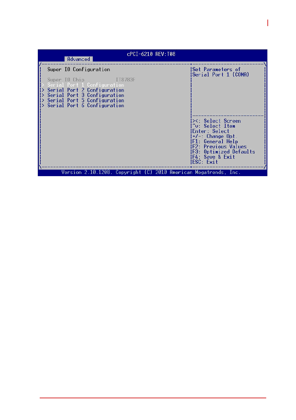 8 super io configuration, Serial port 1/2/3/5/6 configuration | ADLINK cPCI-6210 User Manual | Page 109 / 140