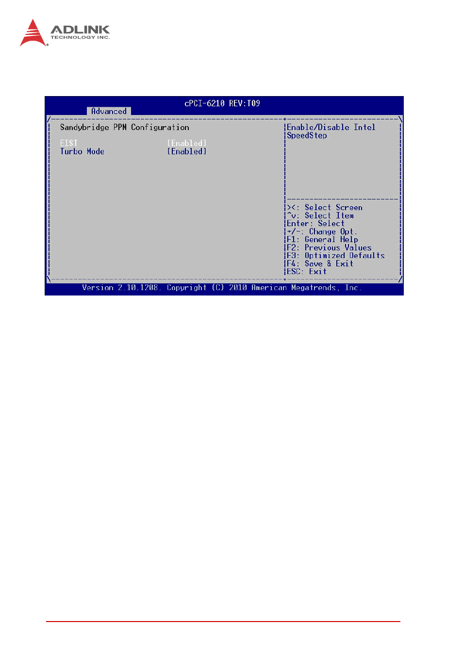 11 sandy bridge ppm configuration, Eist, Turbo mode | ADLINK cPCI-6210 User Manual | Page 114 / 140