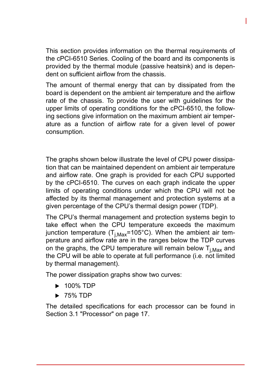 4 thermal requirements, Power dissipation graphs, Thermal requirements | ADLINK cPCI-6510 User Manual | Page 27 / 110