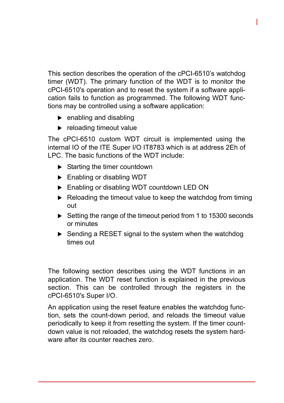 7 utilities, 1 watchdog timer, Using the watchdog in an application | Chapter 7, utilities, 7utilities | ADLINK cPCI-6510 User Manual | Page 65 / 110