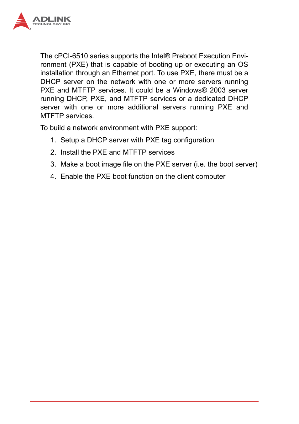 2 preboot execution environment (pxe), Preboot execution environment (pxe) | ADLINK cPCI-6510 User Manual | Page 70 / 110