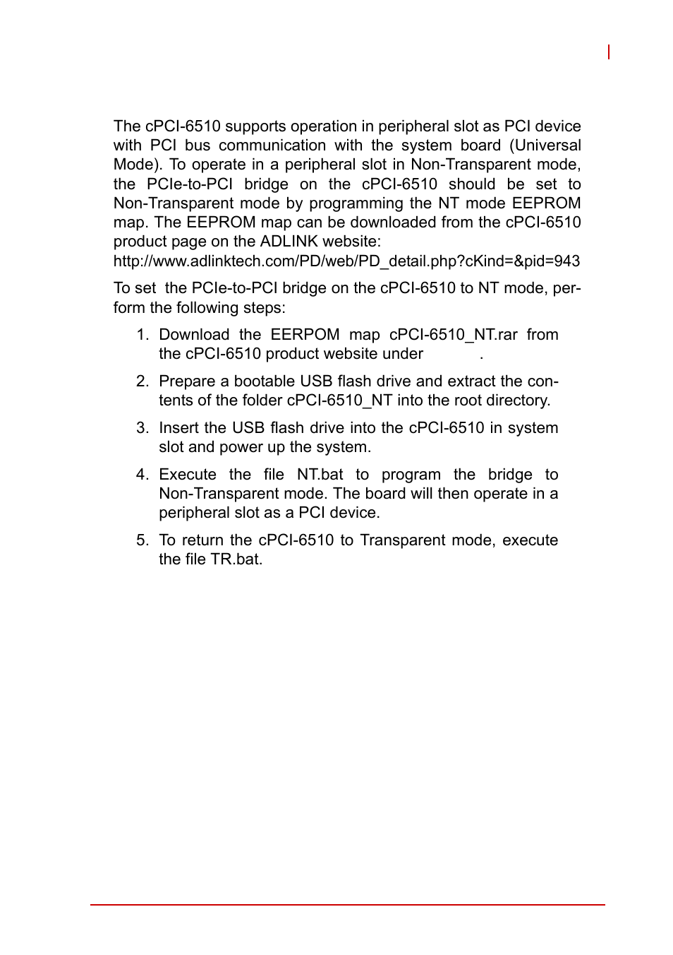 4 programming nt mode eeprom map, Programming nt mode eeprom map | ADLINK cPCI-6510 User Manual | Page 73 / 110