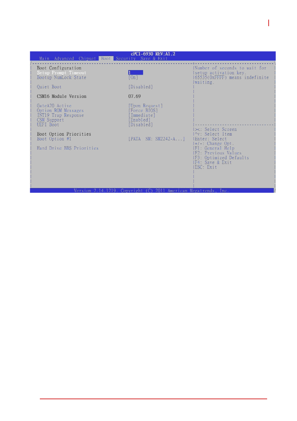 5 boot settings, Setup prompt timeout, Bootup numlock state | Boot settings | ADLINK cPCI-6930 User Manual | Page 113 / 142