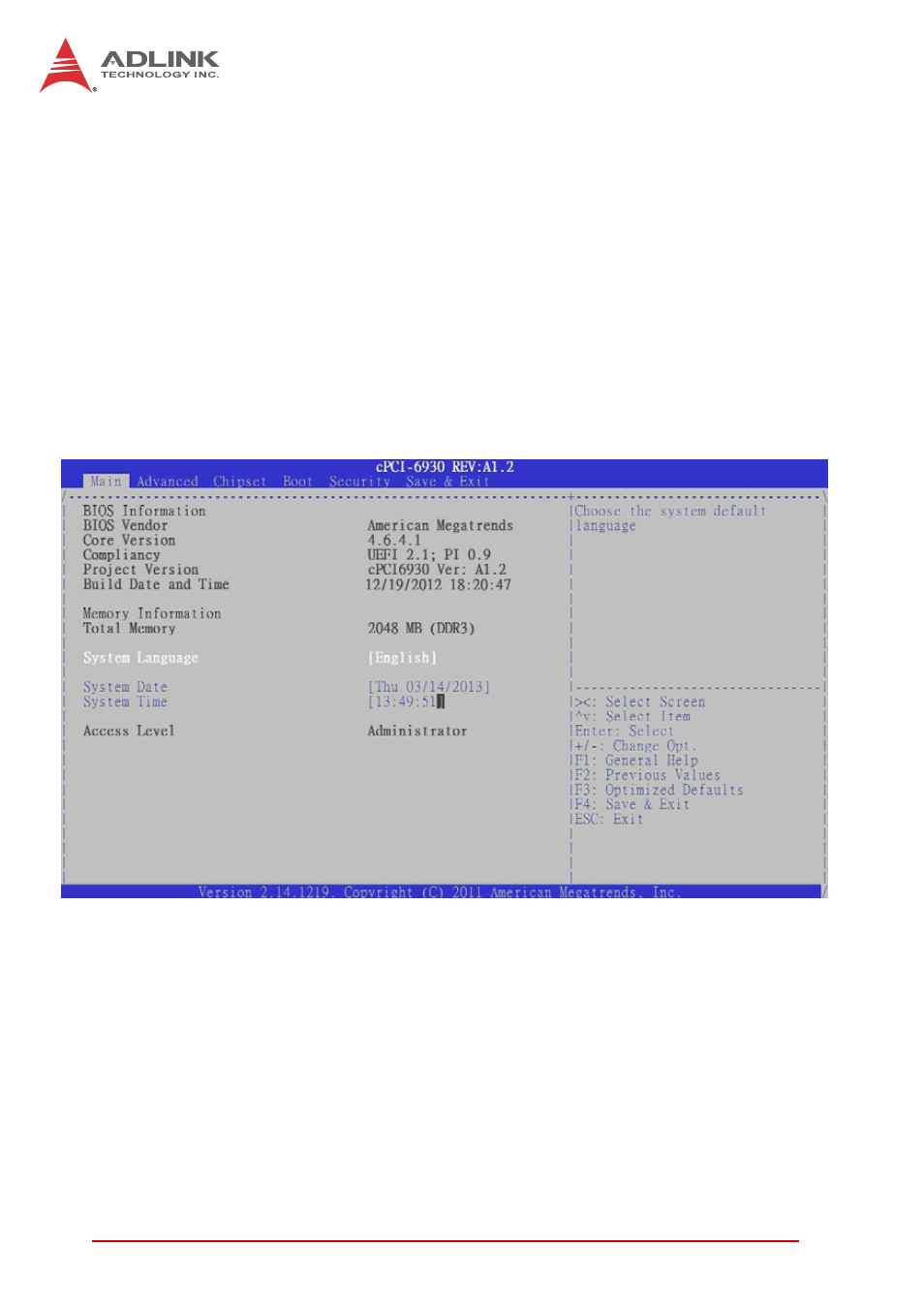 Setup menu, Navigation | ADLINK cPCI-6930 User Manual | Page 84 / 142