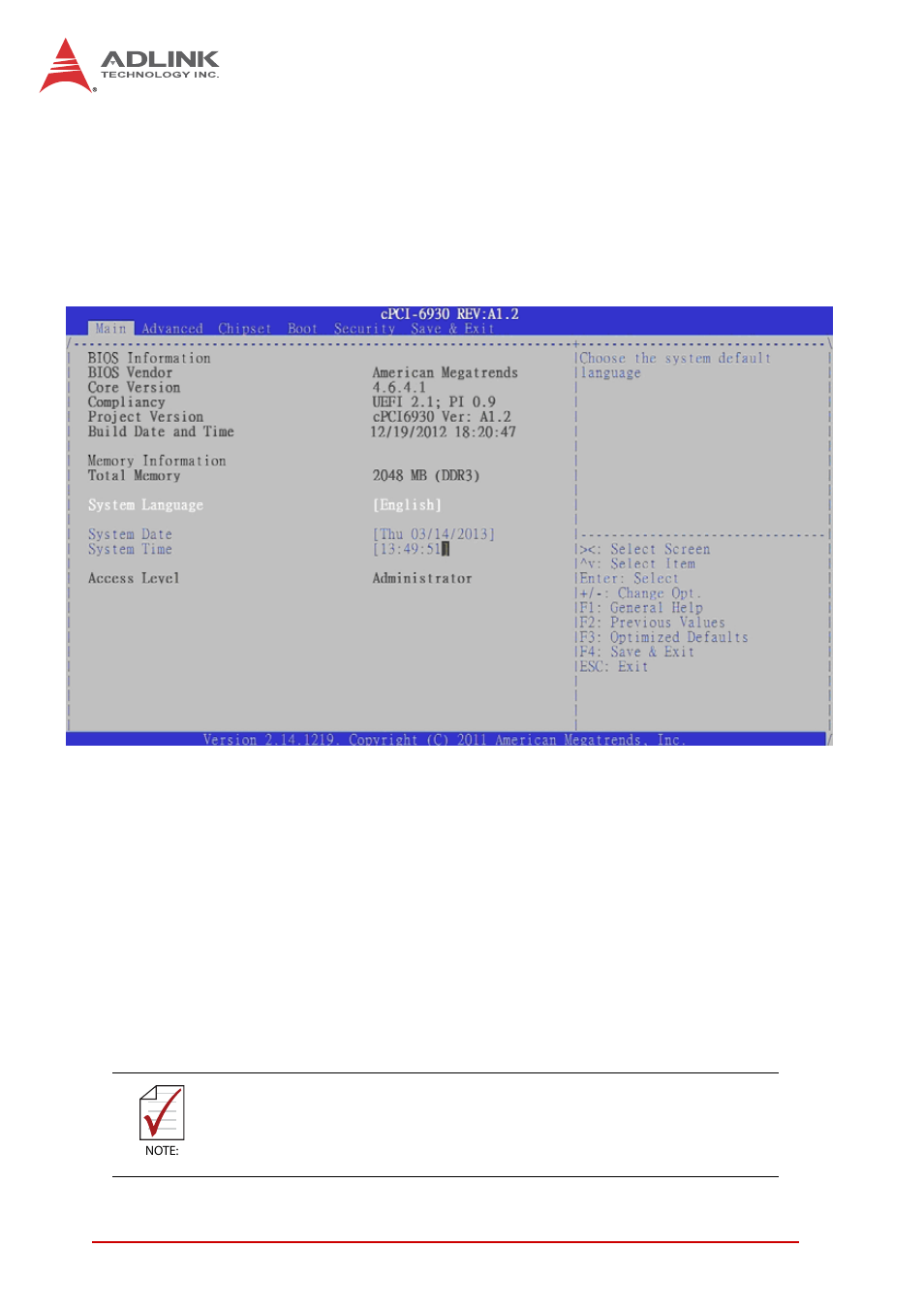 2 main setup, System & board info, Main setup | ADLINK cPCI-6930 User Manual | Page 88 / 142