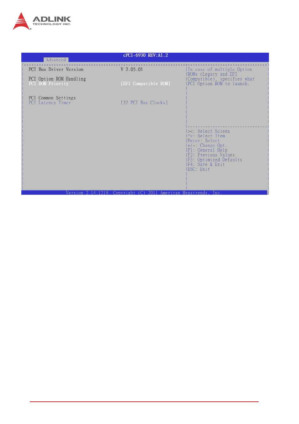 1 pci subsystem settings, Pci rom priority, Pci latency timer | ADLINK cPCI-6930 User Manual | Page 90 / 142