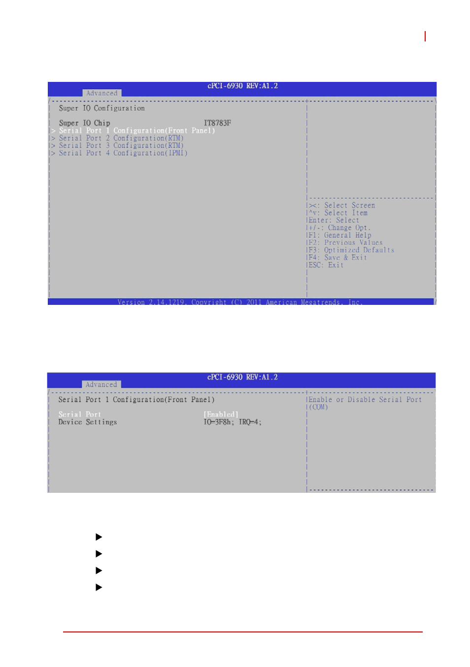 8 super io configuration, Serial port 1/2/3/4 configuration | ADLINK cPCI-6930 User Manual | Page 99 / 142